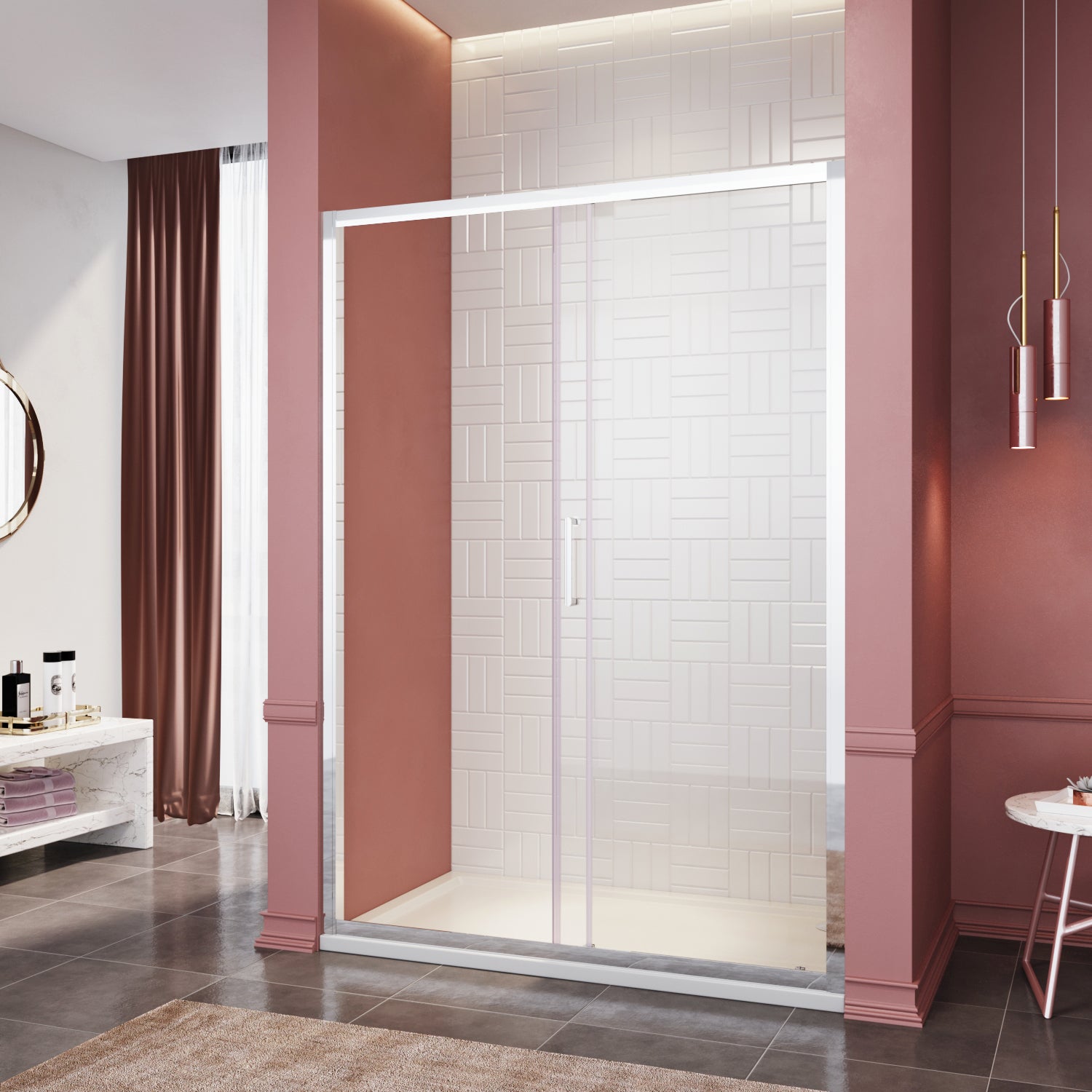 Sirhona puerta de ducha corredera 140x185 cm puerta de ducha corredera regulable - marco de aluminio - cristal 5mm