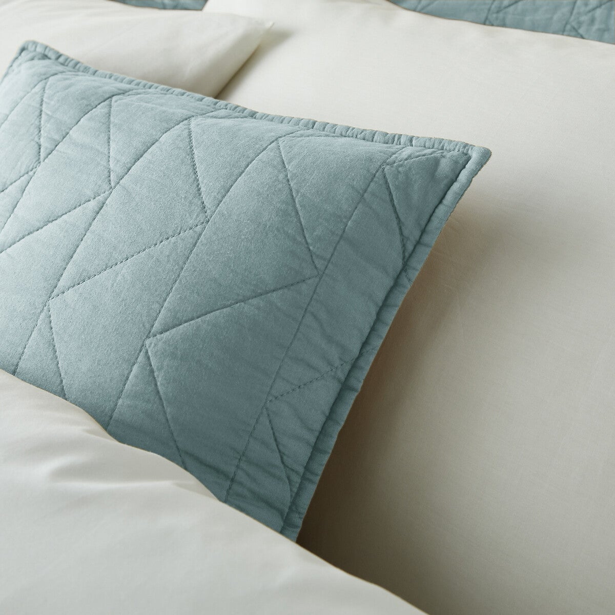 Couvre lit boutis matelassé coton Zig Zag Scenario - Céladon - 150 x 150 cm - 4