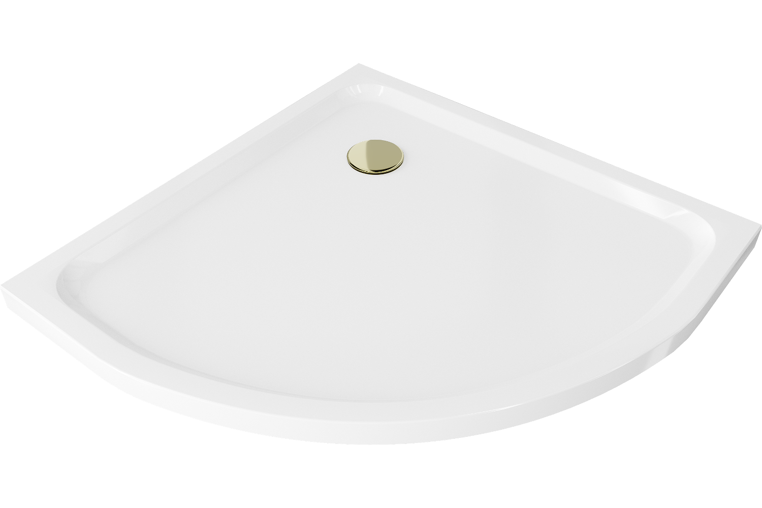 Mexen Flat brodzik półokrągły slim 70 x 70 cm, biały, syfon złoty - 41107070G