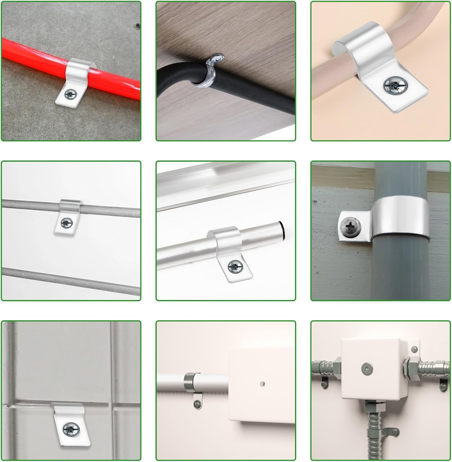 30 Pcs Fixation Grillage Rigide Sur Mur 5mm Attache Grillage Rigide Inoxydable Colliers de Serrage en U à Trou Unique Fixation Murale Grillage Rigide - 6