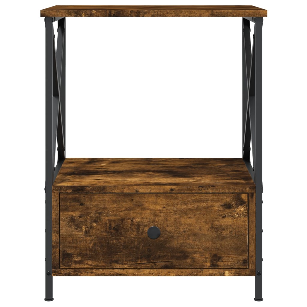 Table de chevet chêne fumé 50x41x65 cm bois d'ingénierie - 4
