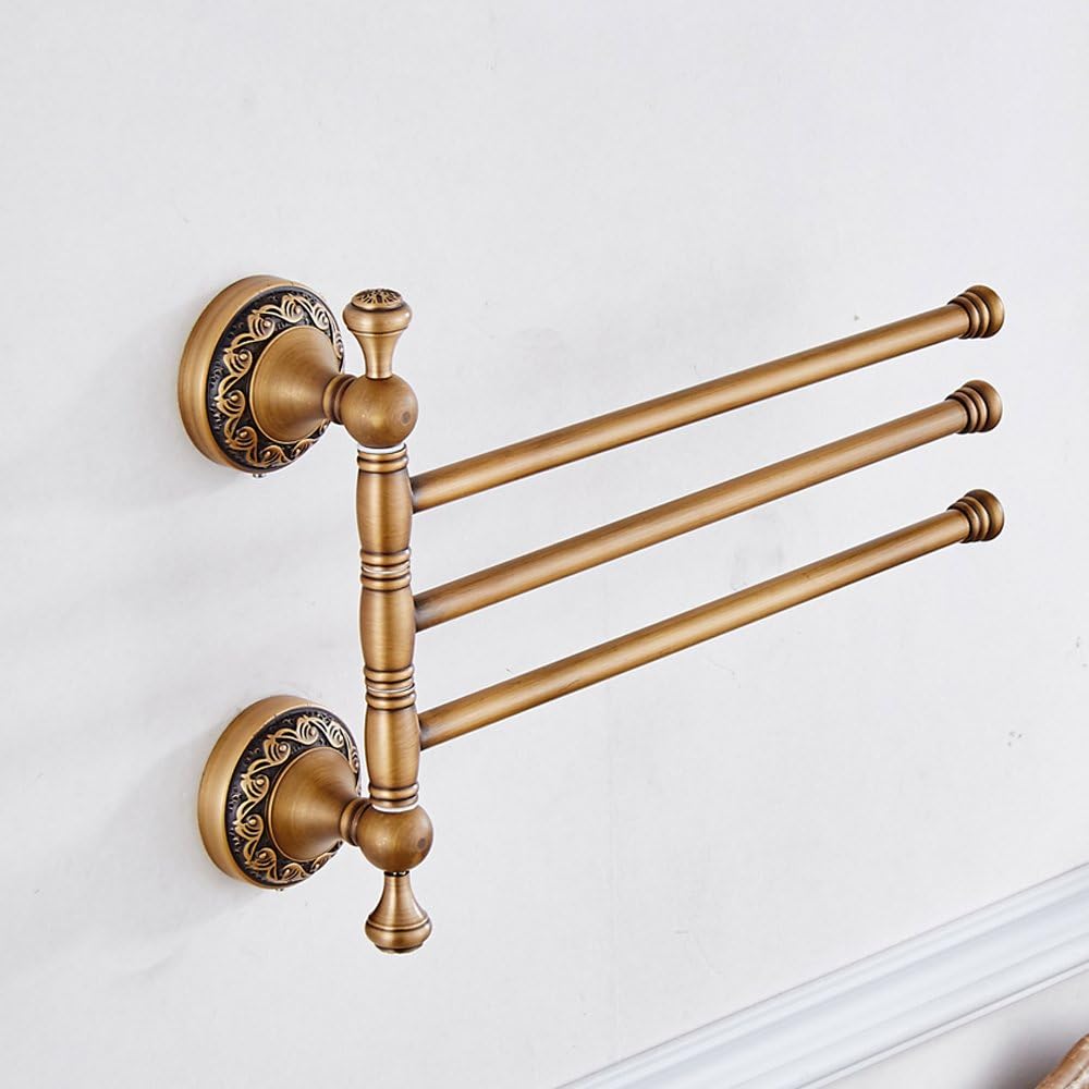 Porte-Serviettes Rétro en Laiton - Modèle à 3 Bras, Élégant et Pratique pour Salle de Bain - 4