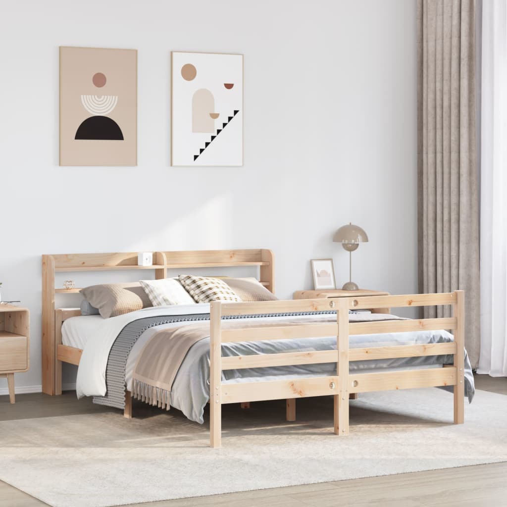 Łóżko Drewniane Brązowe Rama Łóżka Ze Stelażem Sypialnia Pokój 150x200 cm