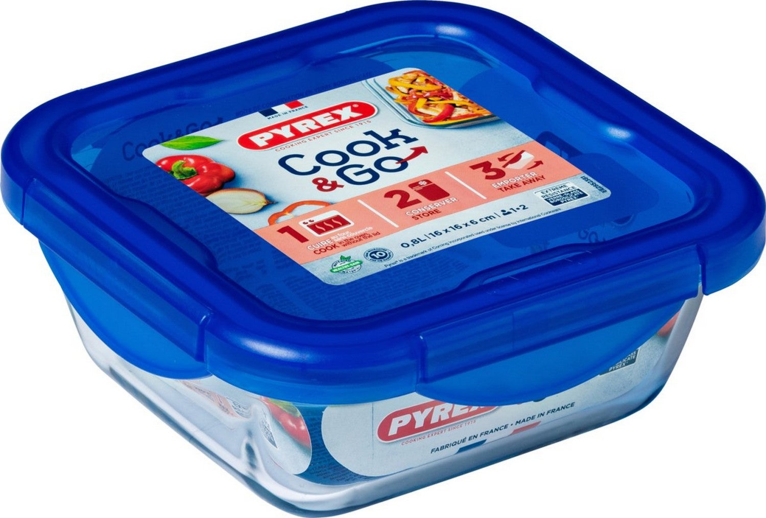 Pyrex Cook & Go rectangular glass food storage container/roaster with ...