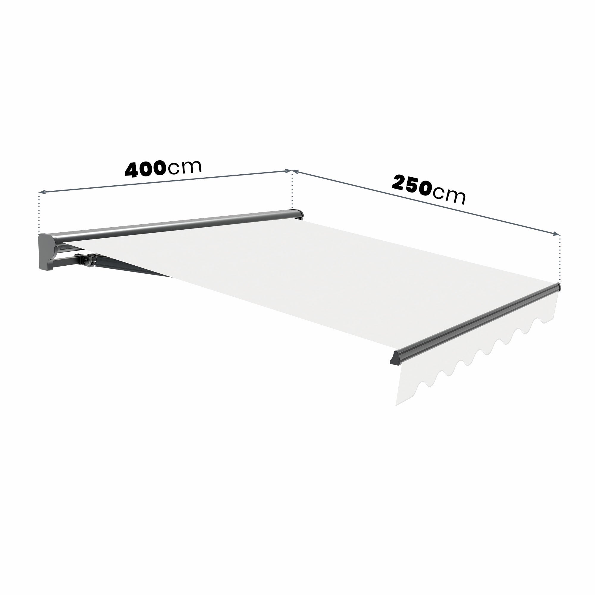 Toldo Manual Retrátil 4x2,5m Areia Poliéster – Estrutura Semicofre Alumínio Antracite Plus - Tecido com Proteção Solar - 3