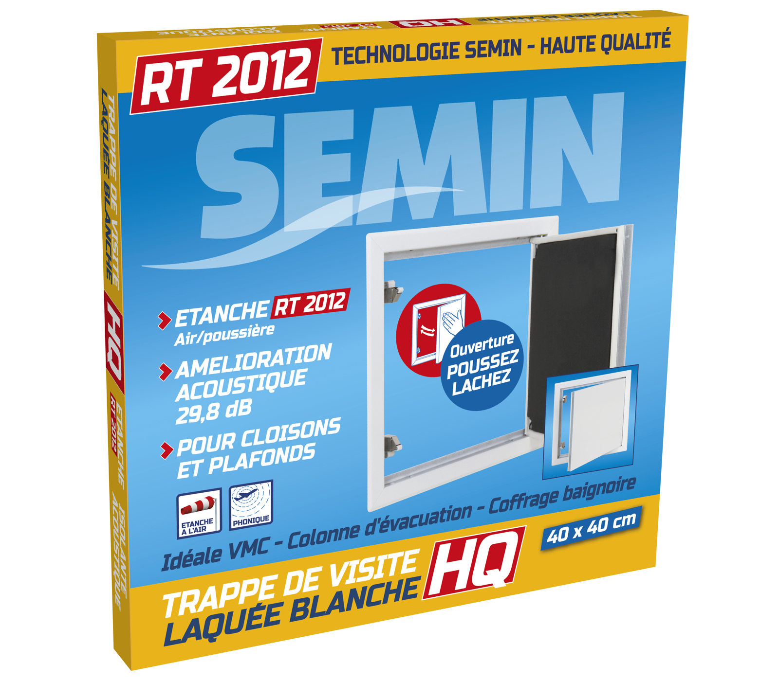 Semin Trappe de Visite HQ - 400 x 400 mm - Laquée Blanche - Isolante et Etanche (Lot de 2) - 8