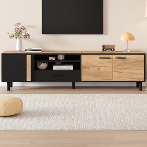 Meuble TV Sonoma Gris Avec LED - 135x39x30 Cm - Neuf Sous Emballage