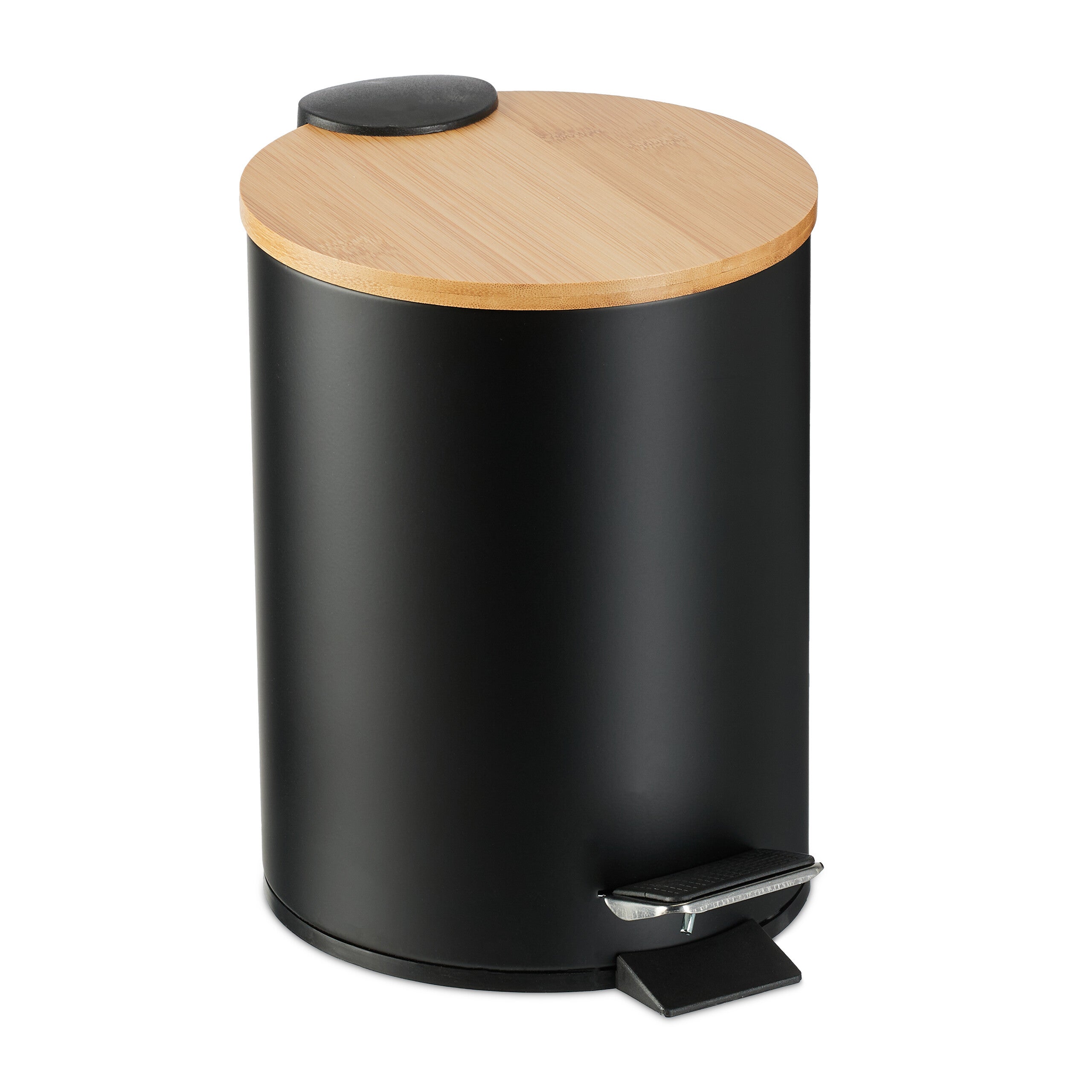 Poubelle Salle De Bain 3L Relaxdays - Design Bambou Et Mécanisme Pédale
