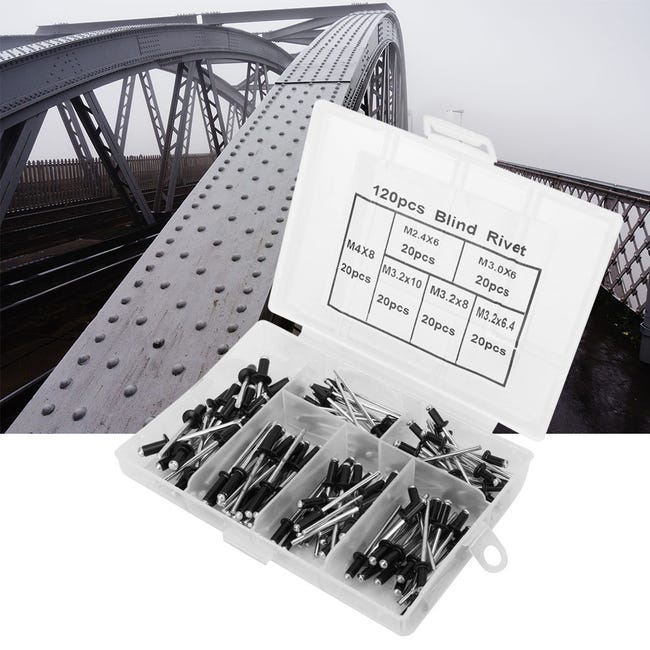 SKIR'CO 500 Pezzi Rivetti Ciechi In Alluminio 3,2 X 10 Mm Mandrino Acciaio Pop - Foto 3