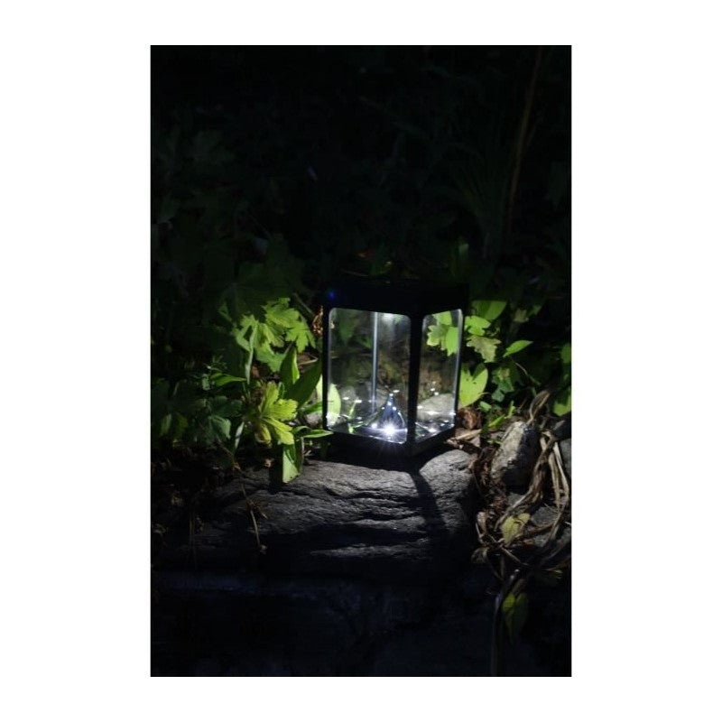 Mini photophore solaire pour table - Parois en verre - Noir - 5