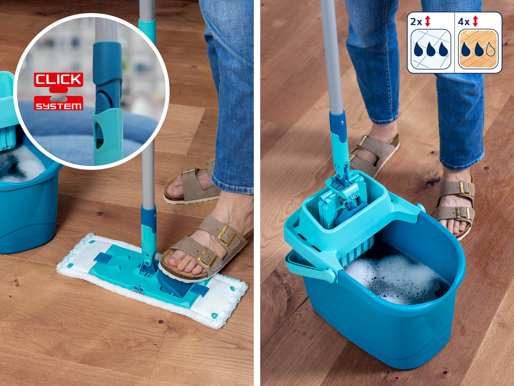 Set de nettoyage sol Power Clean 55510 Leifheit, balai serpillère seau essoreur 6 litres, balais serpillière 33 cm pratique - 4