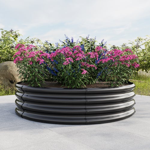 Jardinière surélevée galvanisée, jardinière surélevée ronde gratuite pour le jardinage de légumes, de fruits, de fleurs, argent - 2