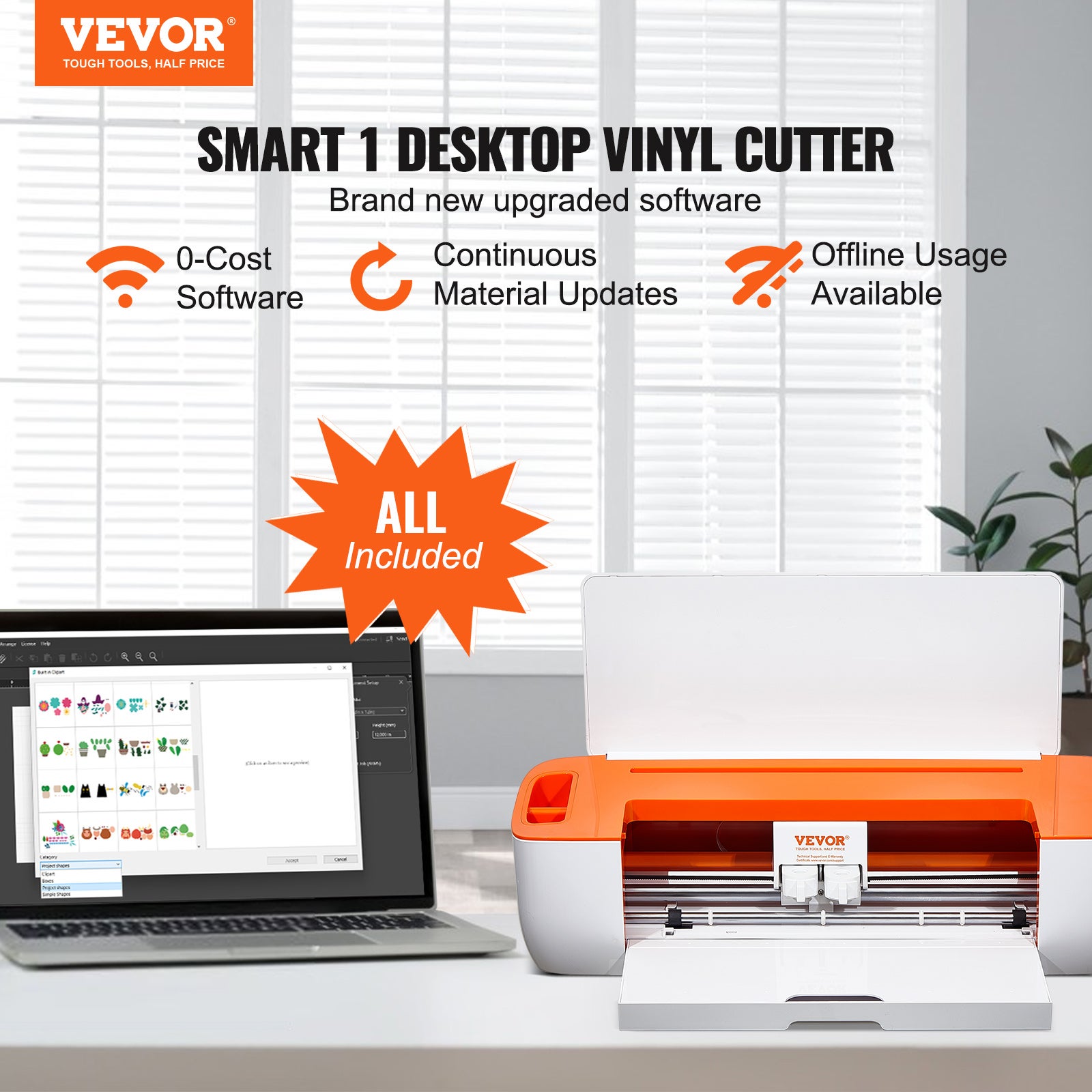 Corte vinil VEVOR, plotter corte com conectividade Bluetooth, compatível com iOS, Android, Windows e Mac, designs massivos incluídos, criação cartões - 2