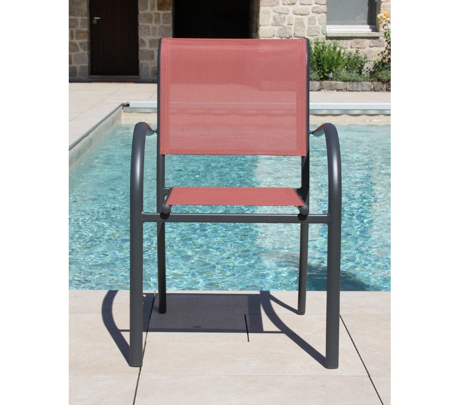 Ensemble table et chaises de jardin - 6 places - terracotta - HONFLEUR BEZIERS CHENE - 3