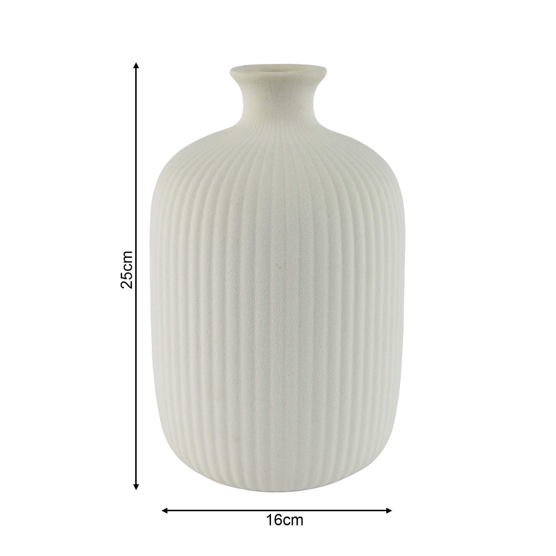 Rebecca Mobili Vaso Decorativo Tamanu 25x16x16 Gres Bianco - 3