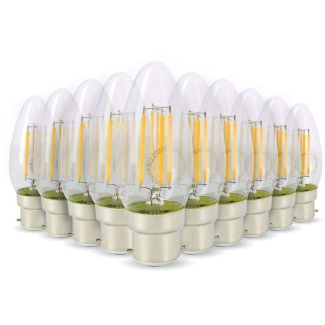 Zestaw 10 Żarówek LED Płomień Filament 4W 40W Trzonek B22 biały ciepły 2700K