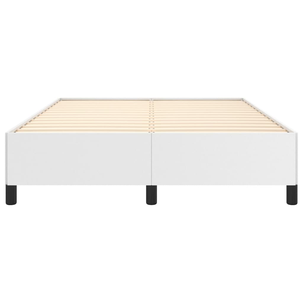 Cadre de lit sans matelas en similicuir blanc pour la chambre, 140 × 200 cm - 5