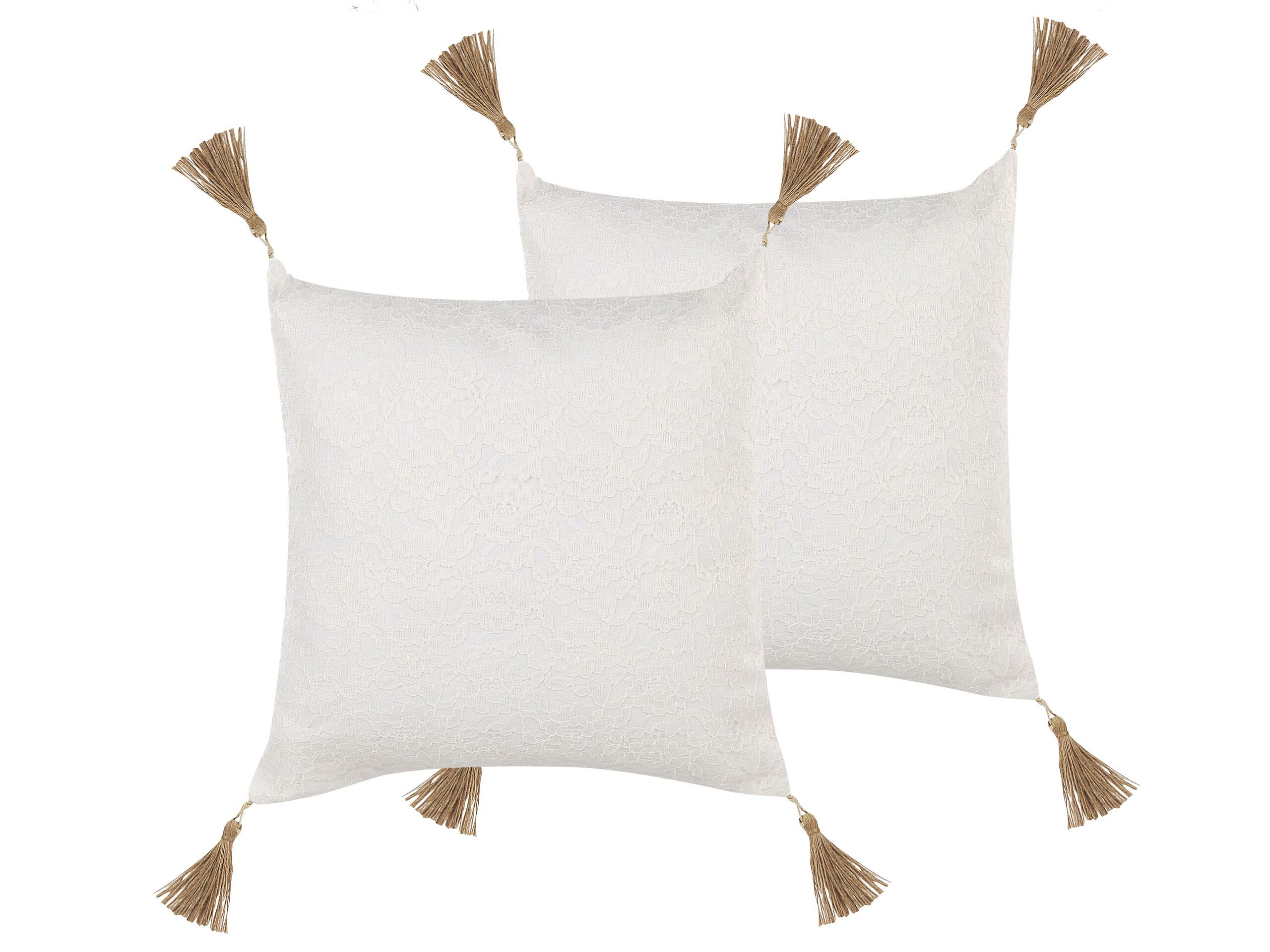 Beliani conjunto de 2 cojines decorativos azalea 45 x 45 cm beige claro liso