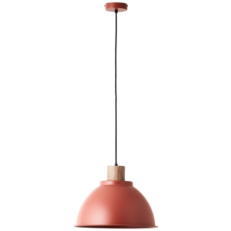 Brilliant Lampa wisząca Erena 38cm czerwony metal/drewno 1x A60, E27, 60 W, pasuje do zwykłej żarówki (brak w zestawie)