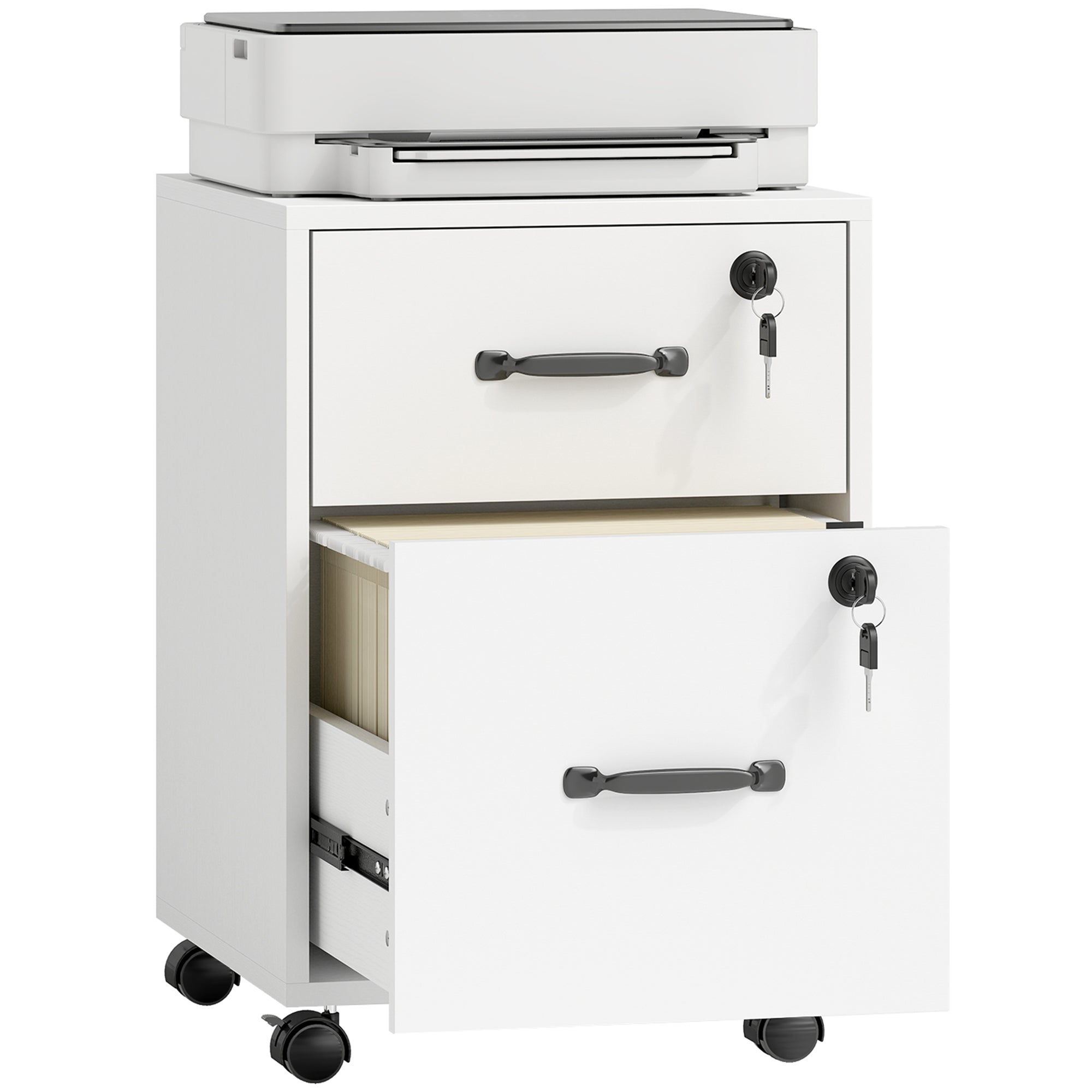 Caisson bureau mobile 2 tiroirs documents lettre blanc | Leroy Merlin