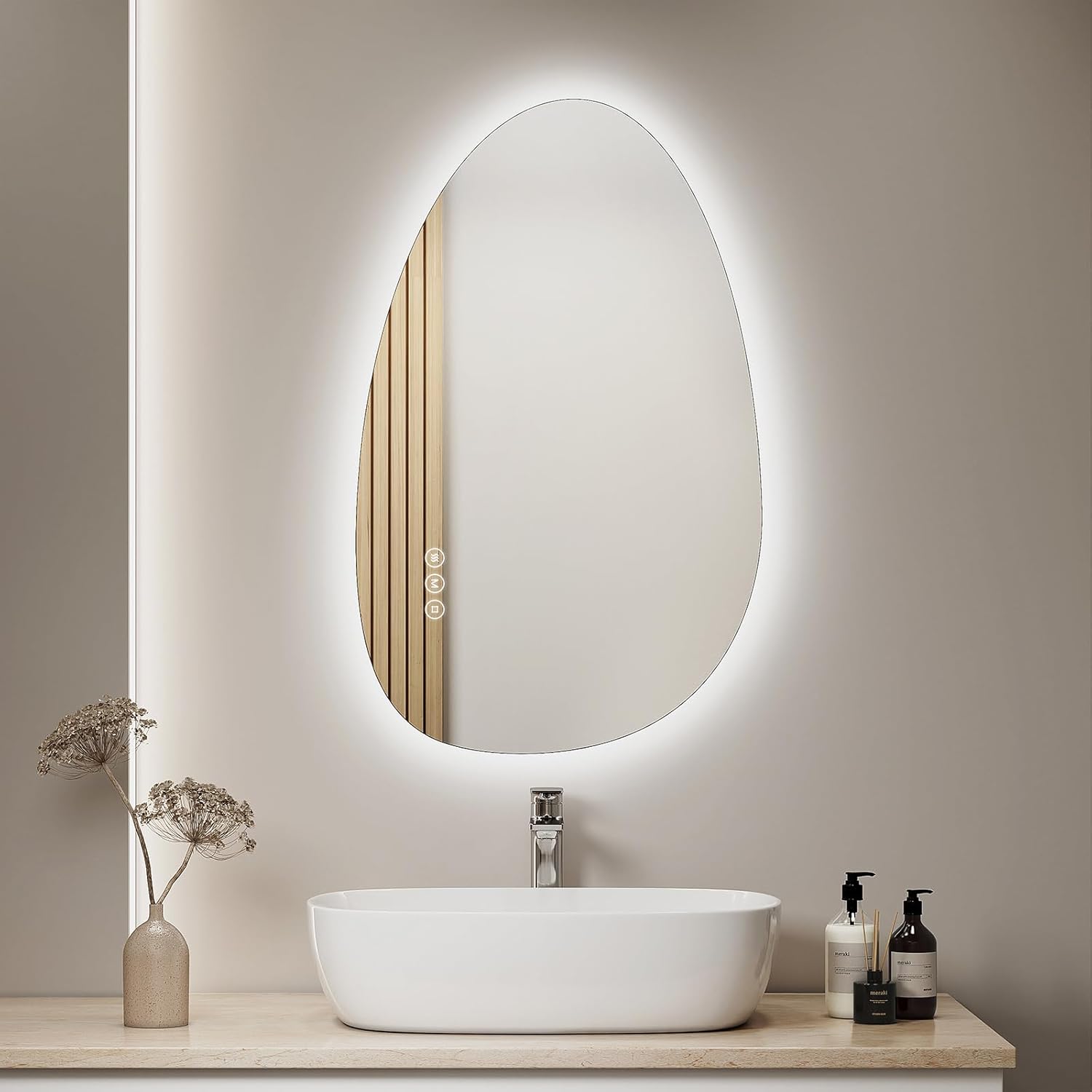 Miroir De Salle De Bain LED 120x60 Cm - 3 Couleurs De Lumière, Intensité Variable, Anti-buée, Design Asymétrique - 5