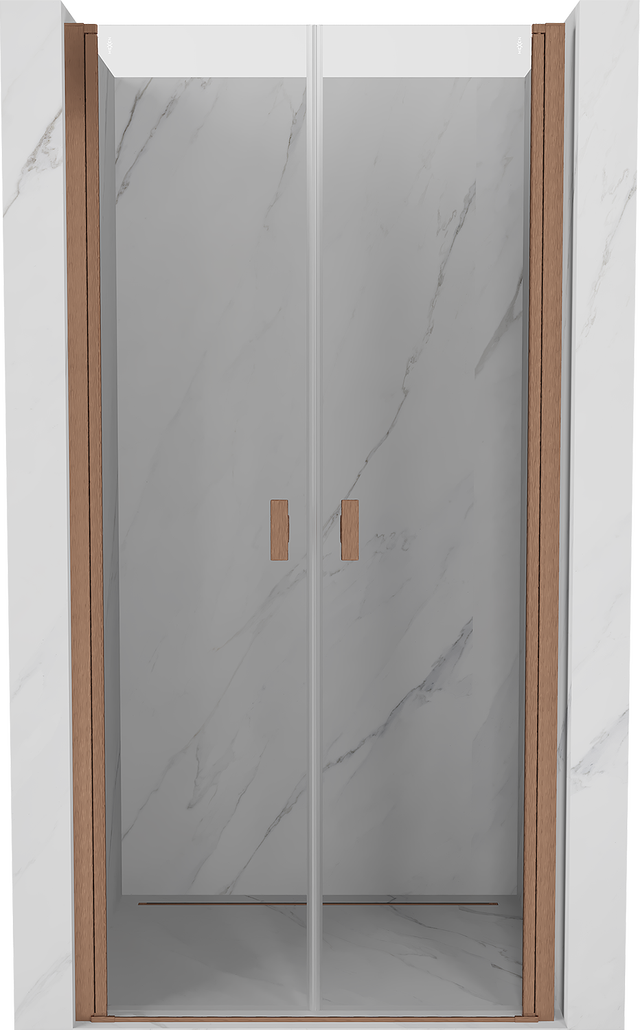 Mexen Mist porte de douche pivotante 80 cm, transparent, cuivre brossé - 8A7-080-000-65-00