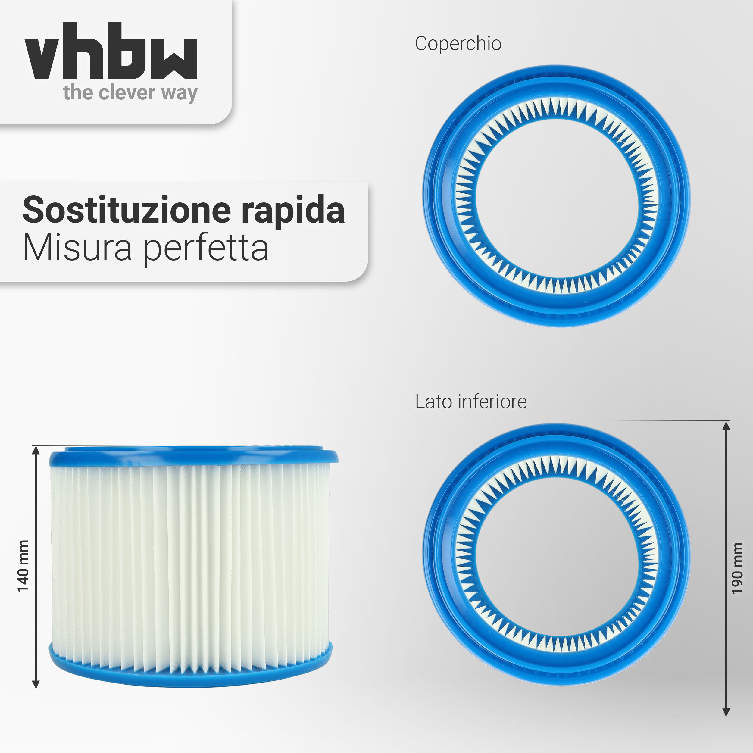 vhbw Set de filtres 3x Filtre plissé compatible avec Protool Festool VCP 260 E-L (up to 2010) aspirateur à sec ou humide - Filtre à cartouche - 8