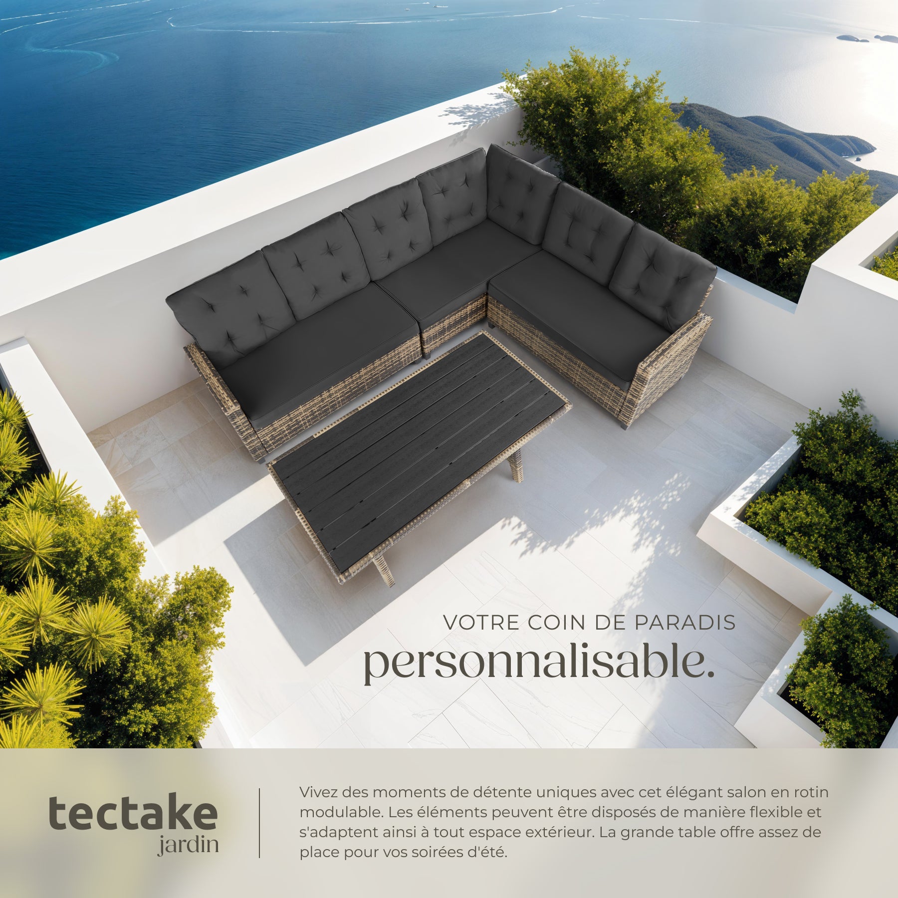 TECTAKE conjunto de ratán para 6 personas - 4