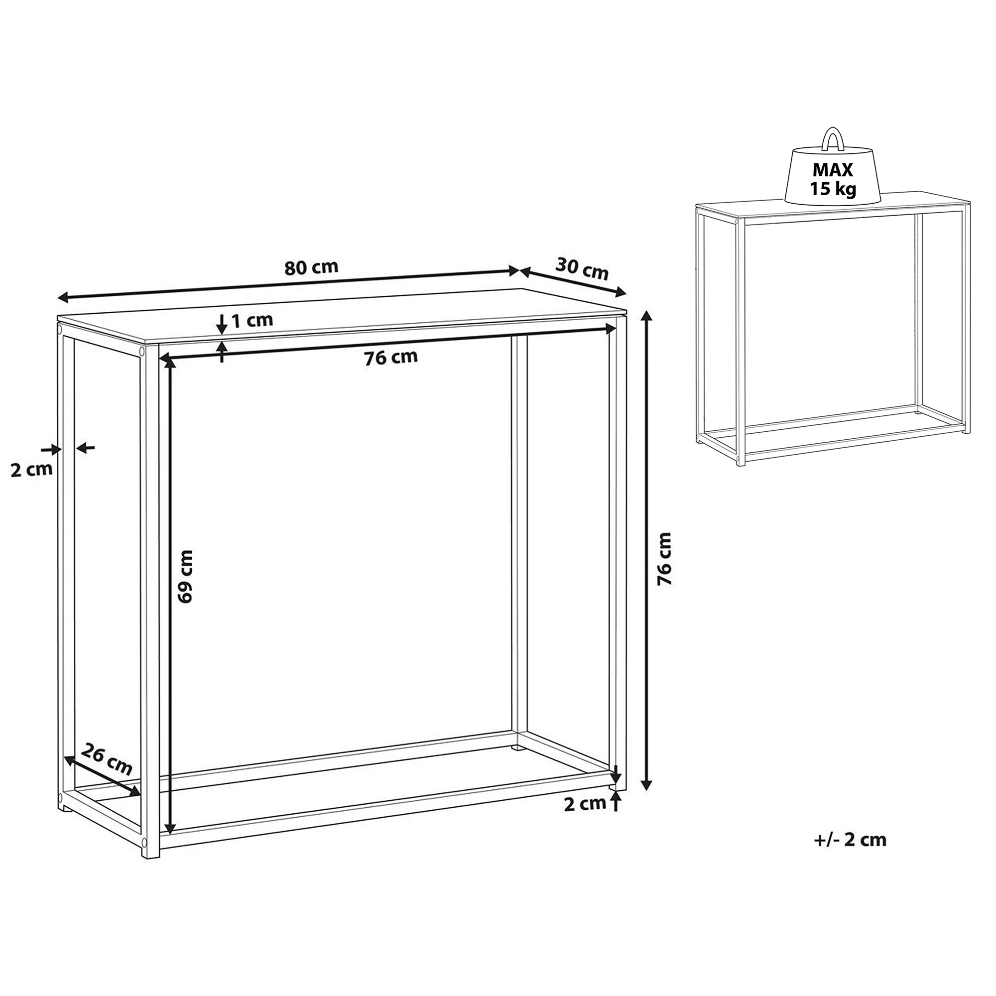 Tavolino consolle DELANO Vetro temperato Marmo/ Nero - 3