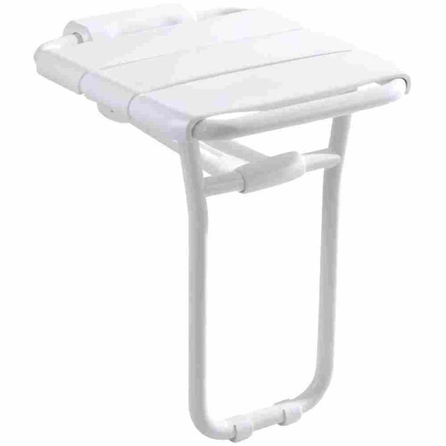 Siège de douche relevable en aluminium époxy blanc