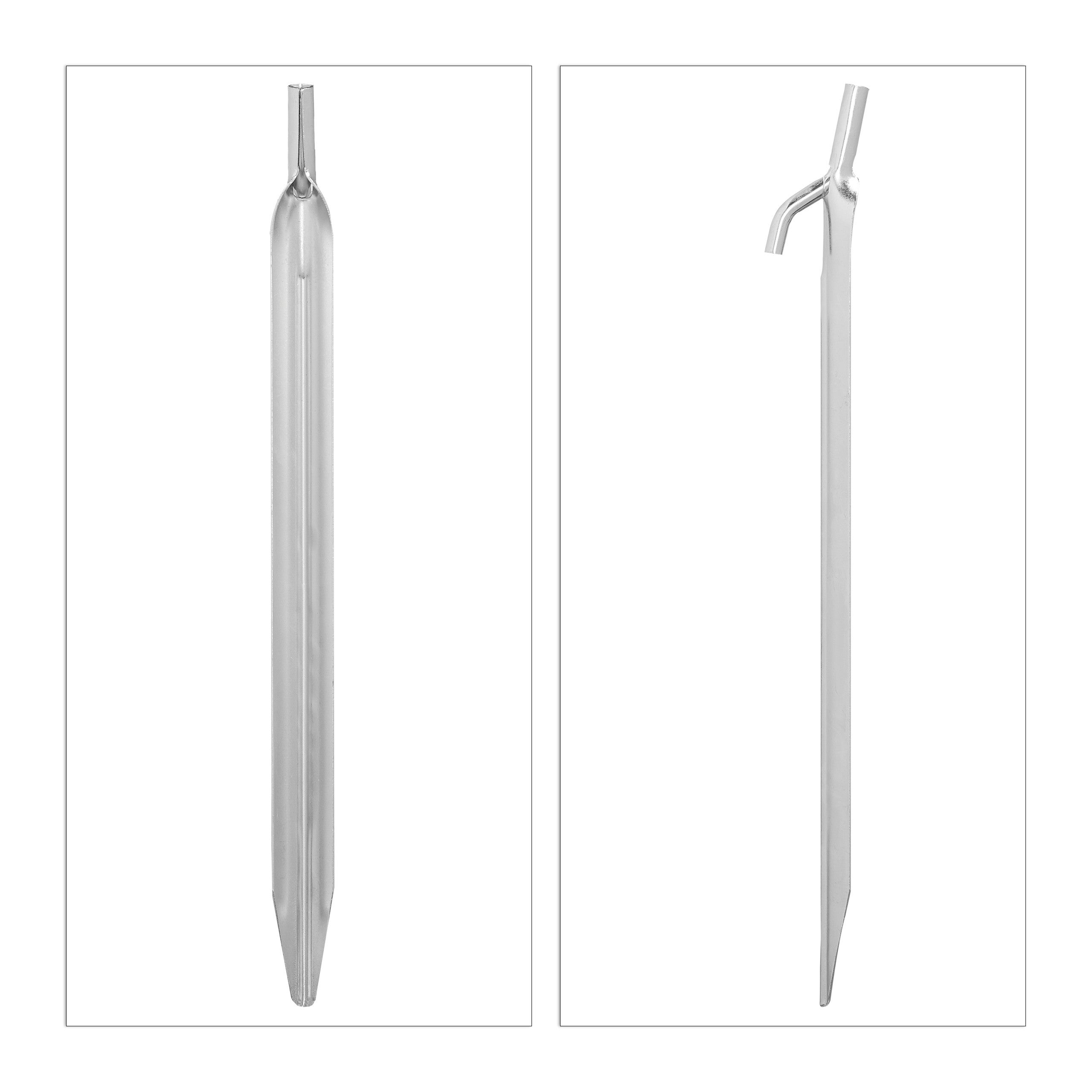 Piquet de fixation acier, lot de 24, sardines pour tente, piquet ancrage sol, jardin sol dur, 30 cm, argent - 9