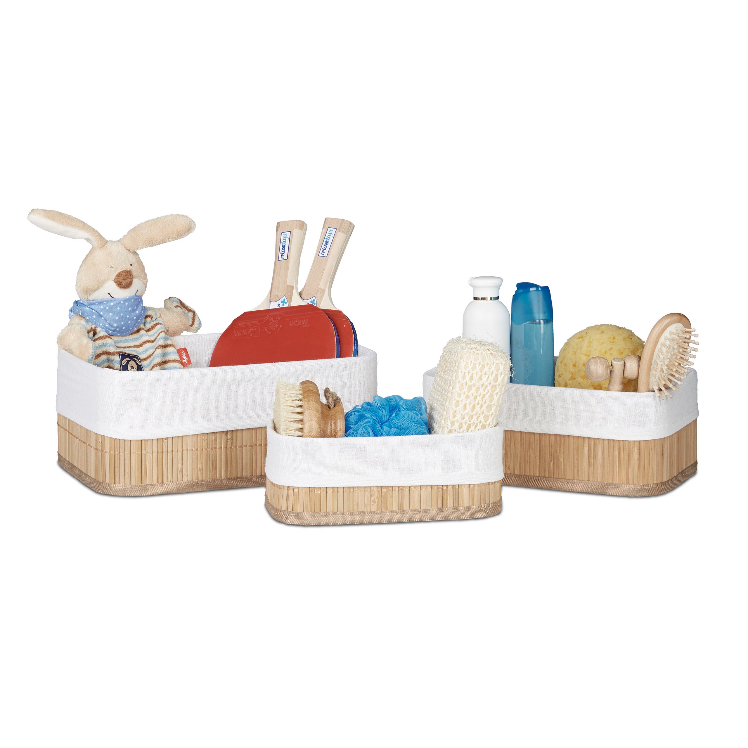 Paniers Rangement Bambou - Lot De 3 Avec Couvercle | Relaxdays