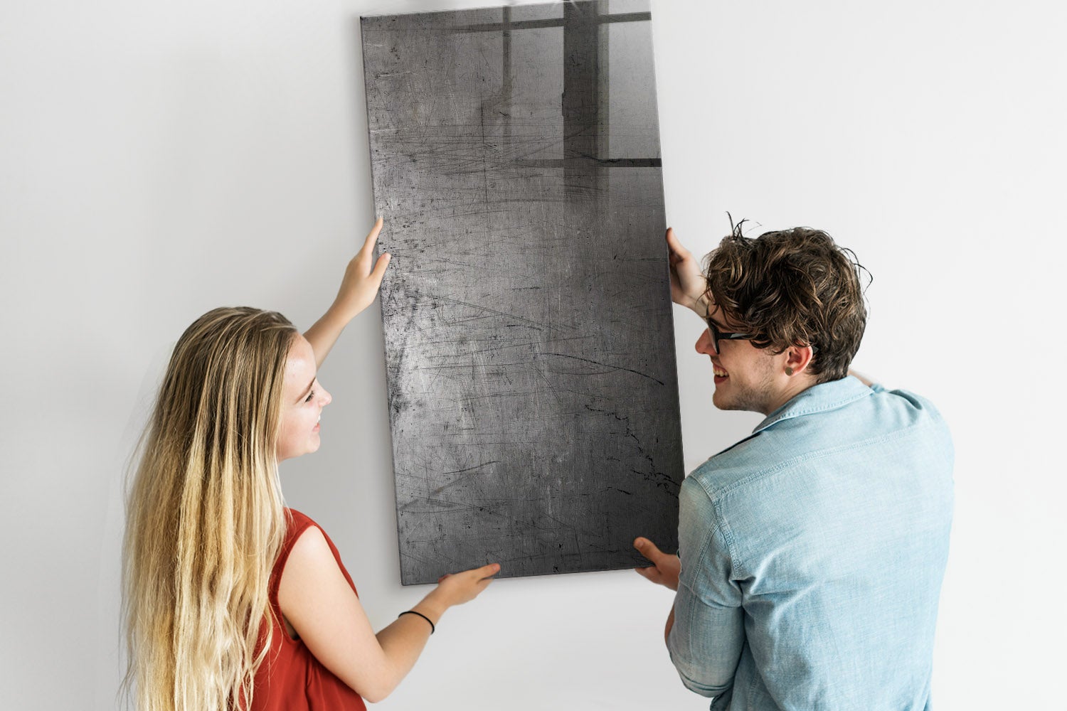 Tableau magnétique mural, Tulup - 60x120 cm - Métal rayé, 5 aimants, une éponge, un marqueur blanc - 2