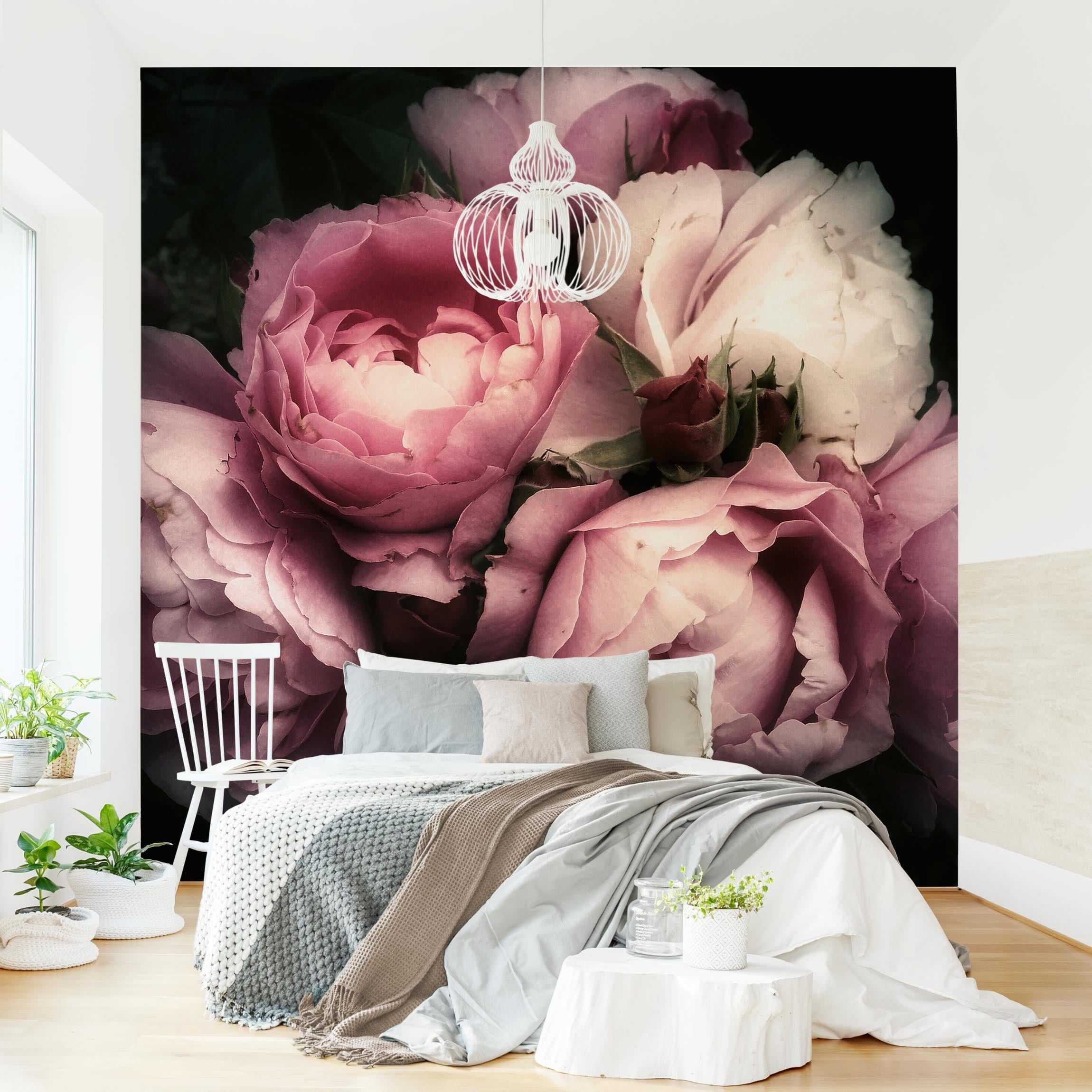 Adesivo Murale Rimovibile Con Peonie E Rose – Decorazione Floreale Vintage Rosa Per Soggiorno, Camera E Cucina - 3