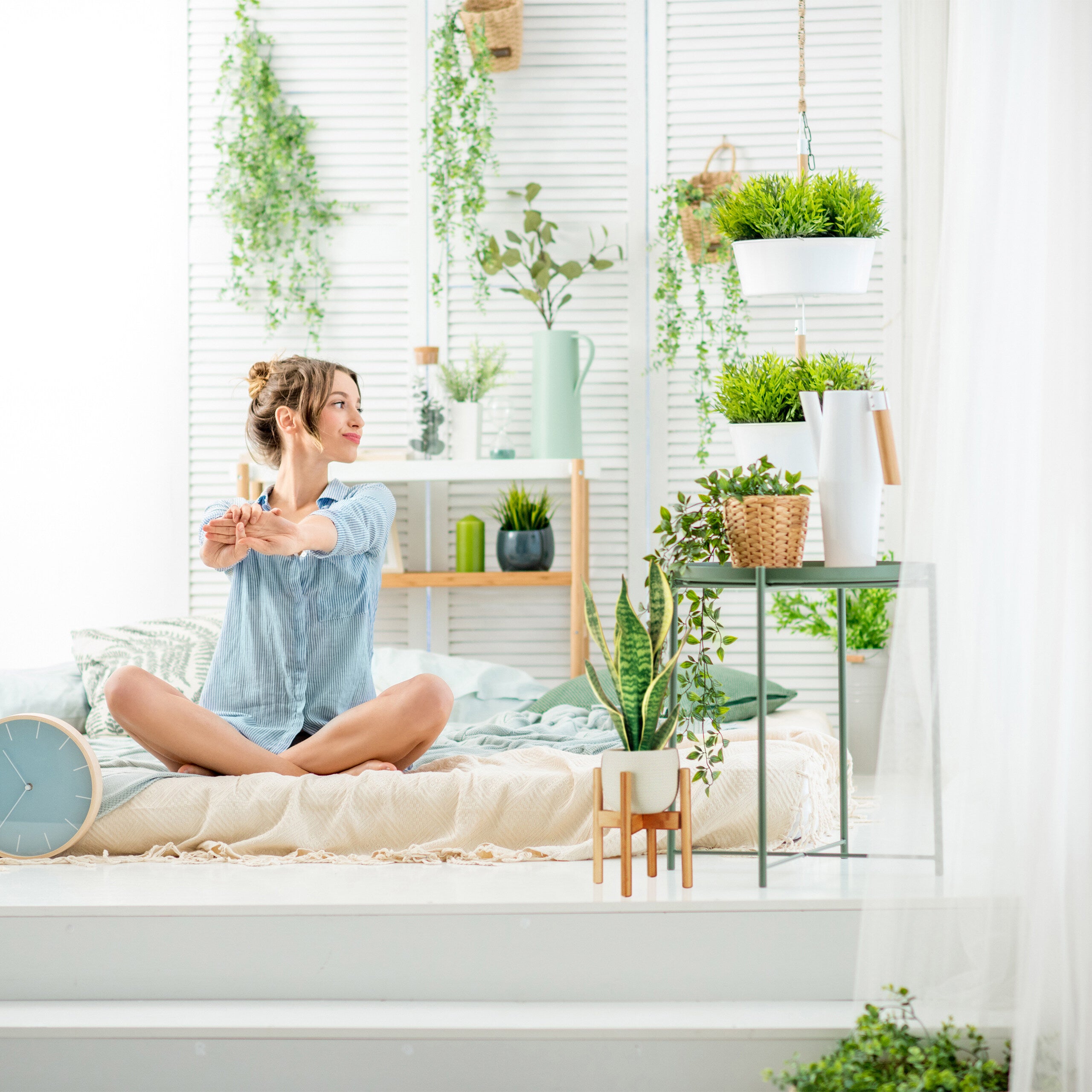 Support de plantes, en bambou en set de 2, pour pots de fleurs jusqu'à 32 cm Ø, réglable & empilable, naturel, Relaxdays - 3