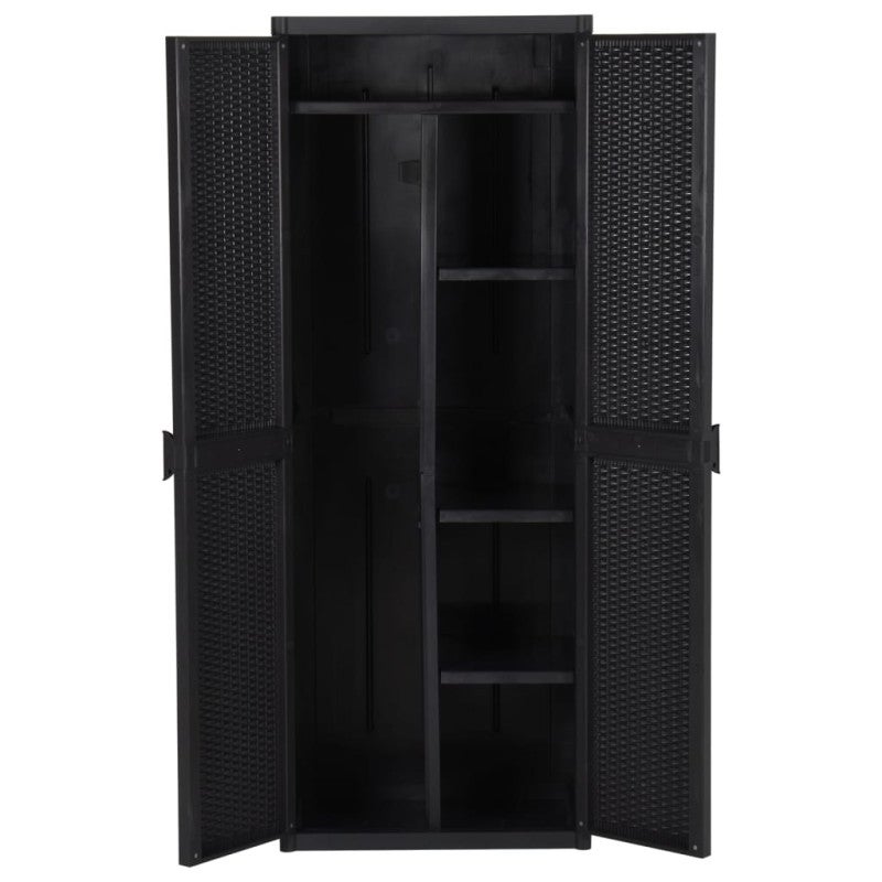 Armoire de rangement de jardin Noir 65x45x172 cm PP Rotin - 4