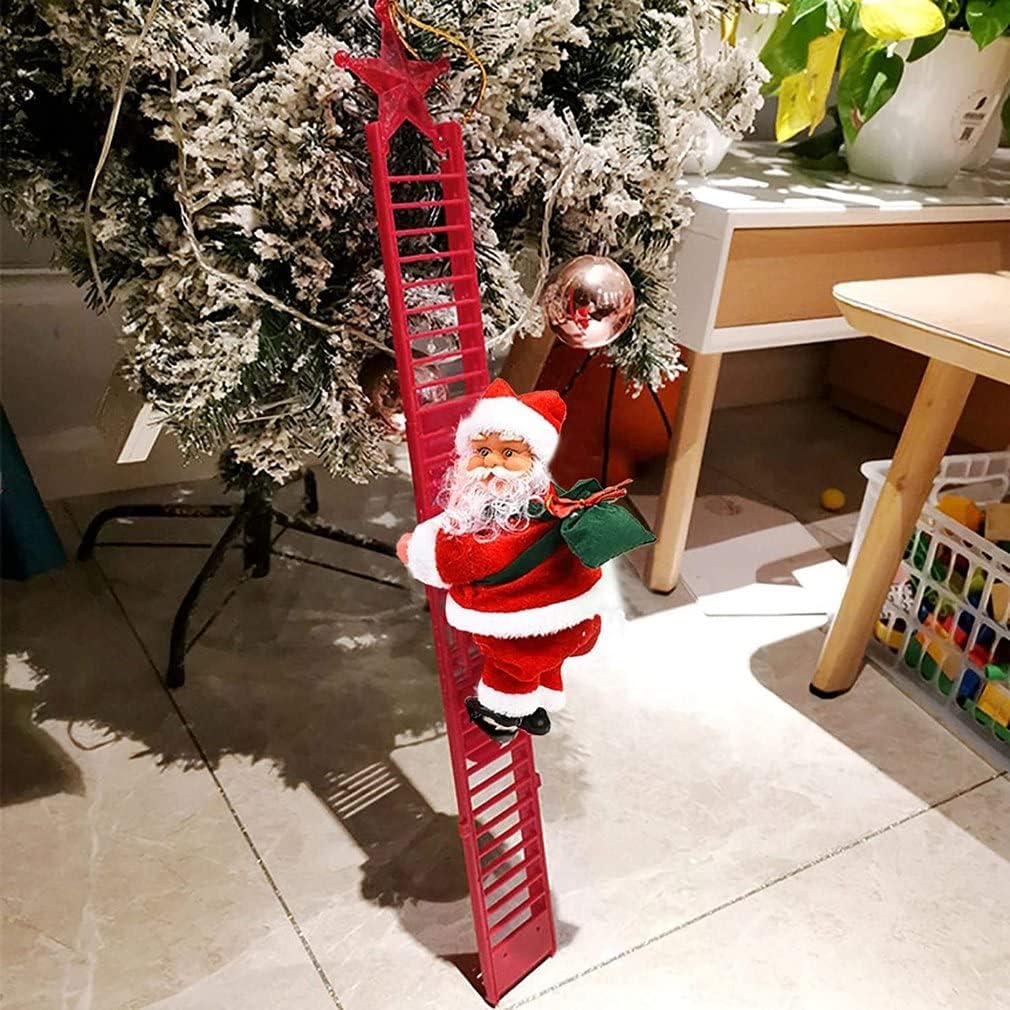 Bseical éLectrique Escalade PèRe NoëL, Perlé NoëL Escalade éChelle Chantante éLectrique, Alimenté par Pile, CheminéE Porche Arbre De NoëL DéCorations