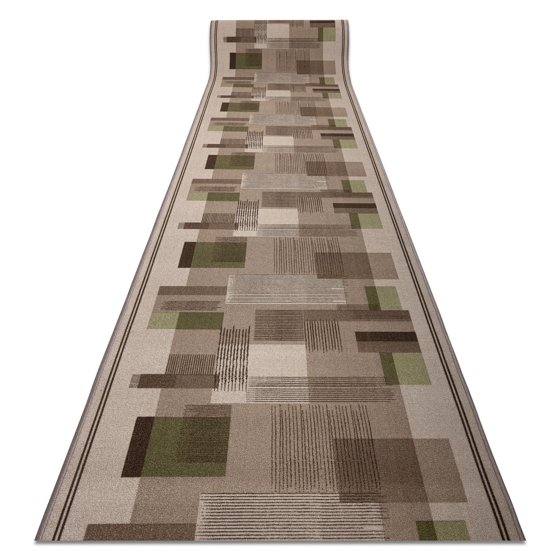 CHODNIK podgumowany LISTRA Geometryczny, antypoślizgowy beż 80cm 80x770 cm