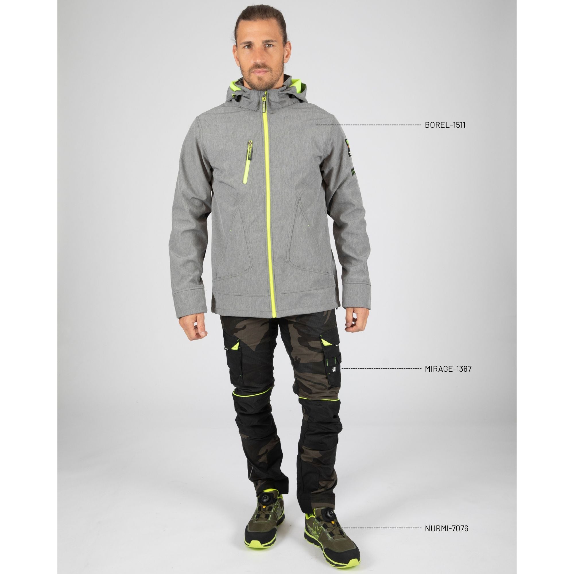 BOREL - BLOUSON DE TRAVAIL EN SOFTSHELL - 1511 Gris chiné , Jaune fluo 3XL - 2