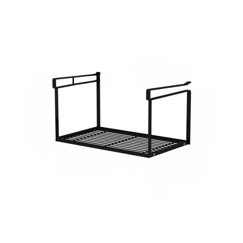 Półka łazienkowa, pod szafkę łazienkową, wisząca, wydrążona, bez dziurek, udźwig 15 kg, 34,5*21*15,5 cm, czarna