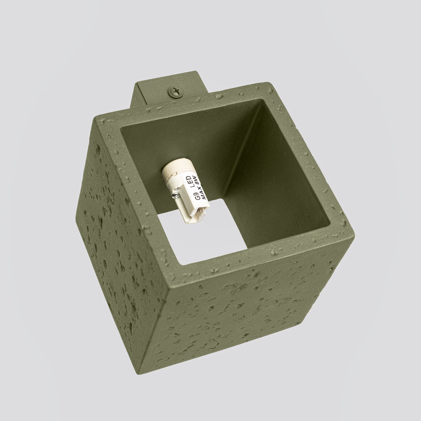 Kinkiet ścienny betonowy QUAD zielony oliwkowy 1xG9x15W beton architektoniczny wym:10x10x12cm IP20 Sollux Lighting - 5