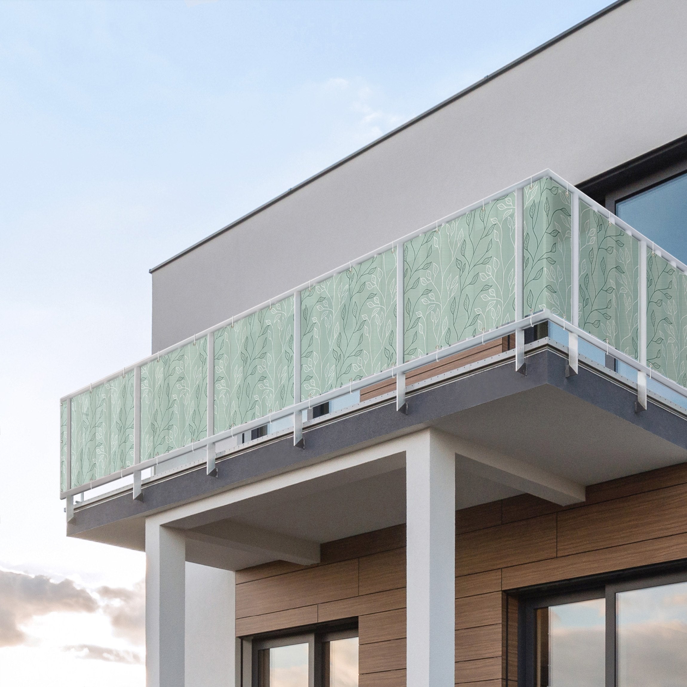 Brise vue brise vent balcon appartement jardin vert H.1 x L.6 M avec attaches résistant aux intempéries 270 g/m² mesh 1127 - 3