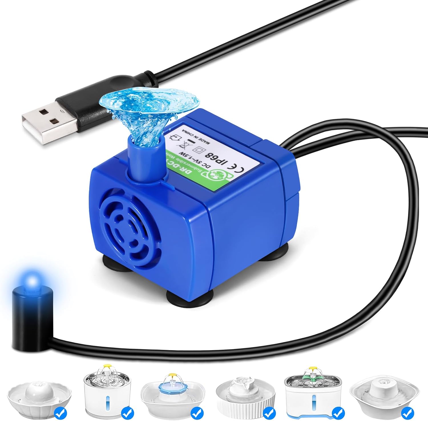 Zamienna pompa do fontanny dla kota, mała pompa wodna, ultra-cicha mini pompa wodna o niskim zużyciu energii (5 V)