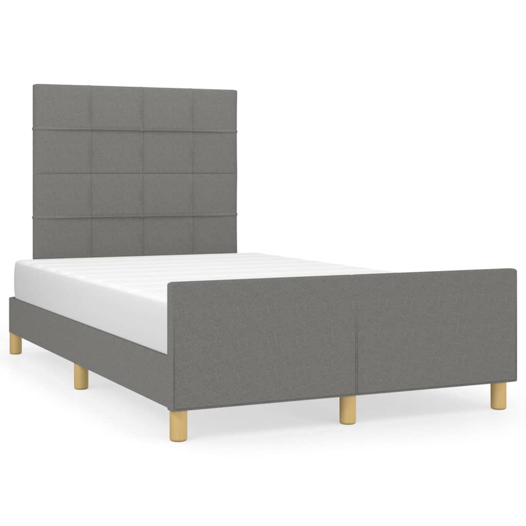 Cadre de lit sans matelas, tissu, gris foncé, pour la chambre, 120 × 200 cm - 2