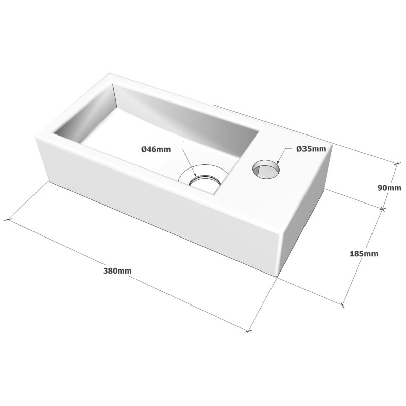 Lave mains rectangle design blanc - 2