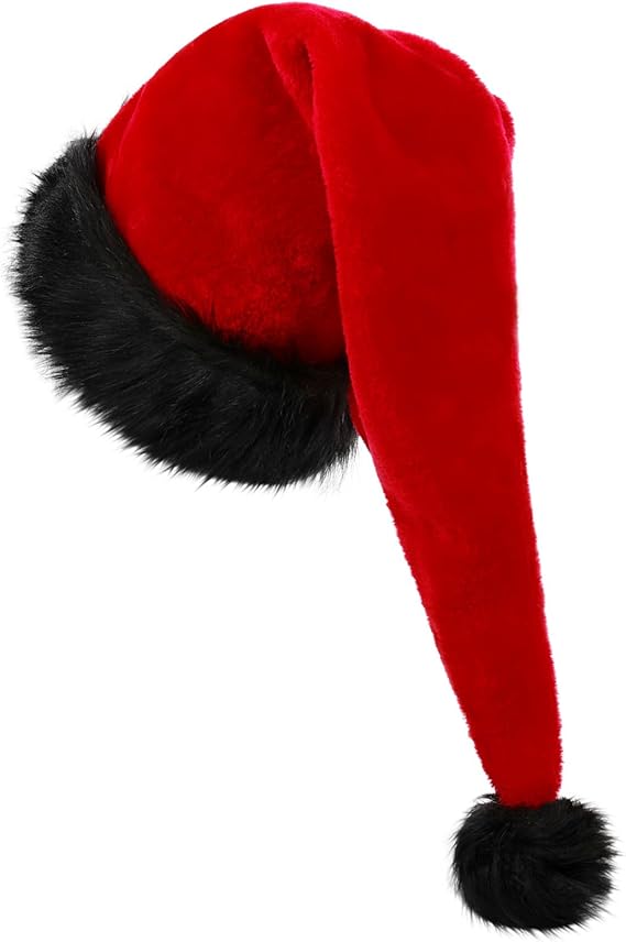 1 sztuka (32*75 cm) czerwona i czarna długa czapka świąteczna, czapka świąteczna dla dorosłych mężczyzn i kobiet, czapka świąteczna, czapka Mikołaja