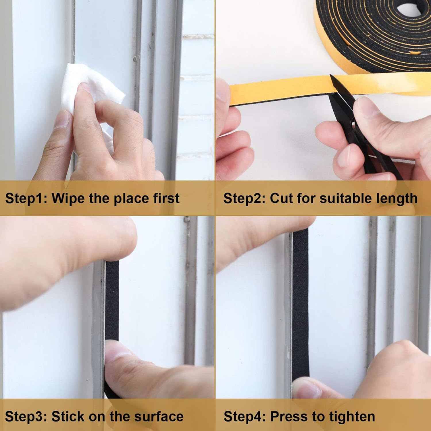 Joint porte,Joint autocollant,Joint Fenetre Isolation Mousse Joint Plaque de Cuisson pour Linsonorisation des Portes, Antichoc,Protection des Meubles - 3