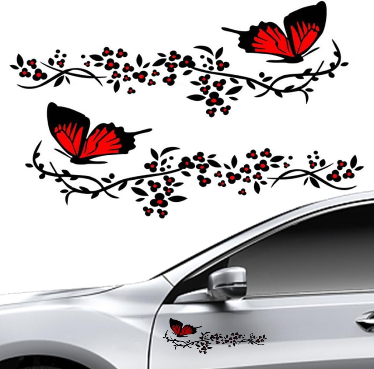 Adesivi per Finestra Fiori Farfalla, Vetrofanie Fiori Piante Uccelli Primavera Estate, Decalcomanie Stickers per Finestra Vetrina Vetro Porta Decorazione Floreali