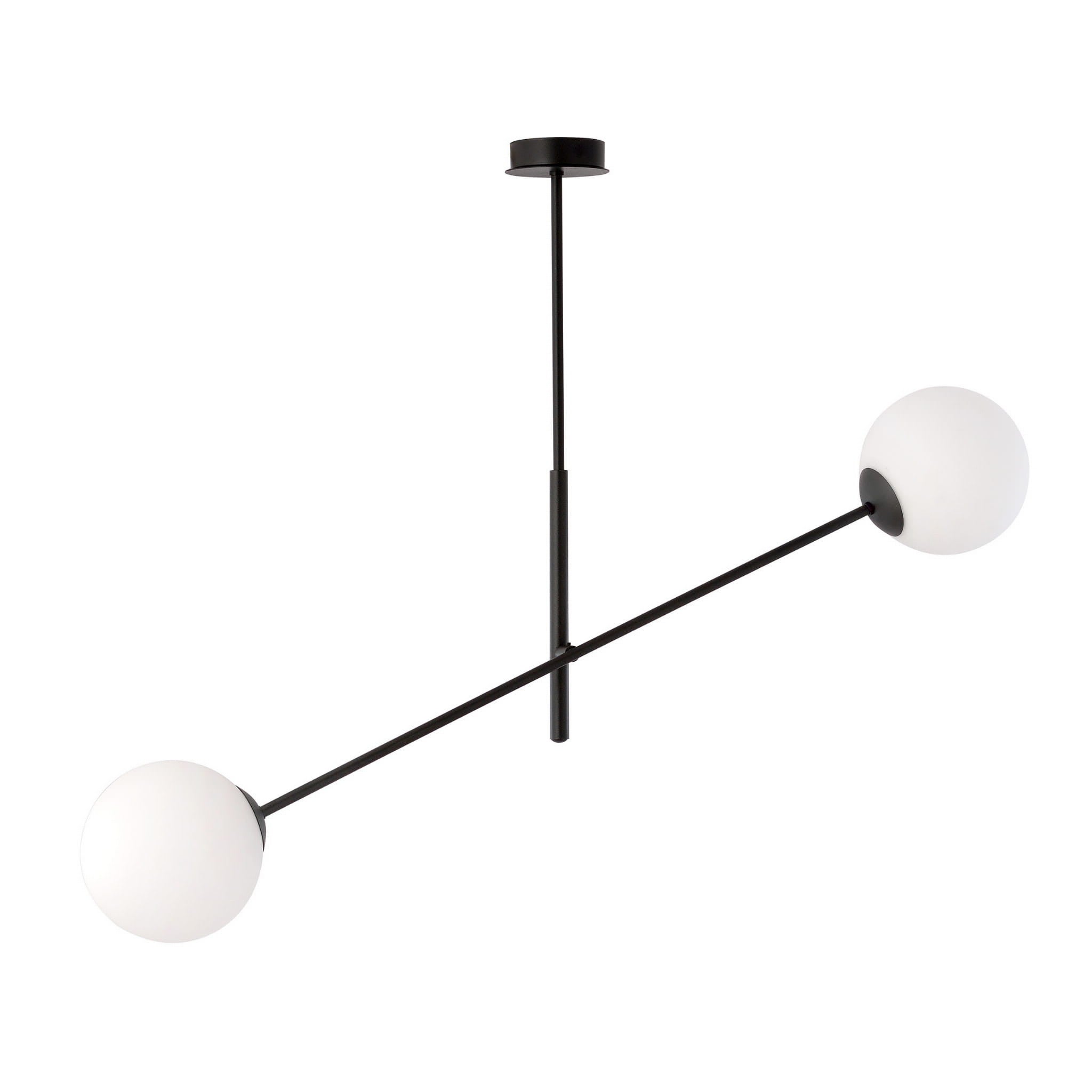 Lampa wisząca Linear czarno-biała 2xE14x10W wym: 51 x 102 cm szkło Emibig
