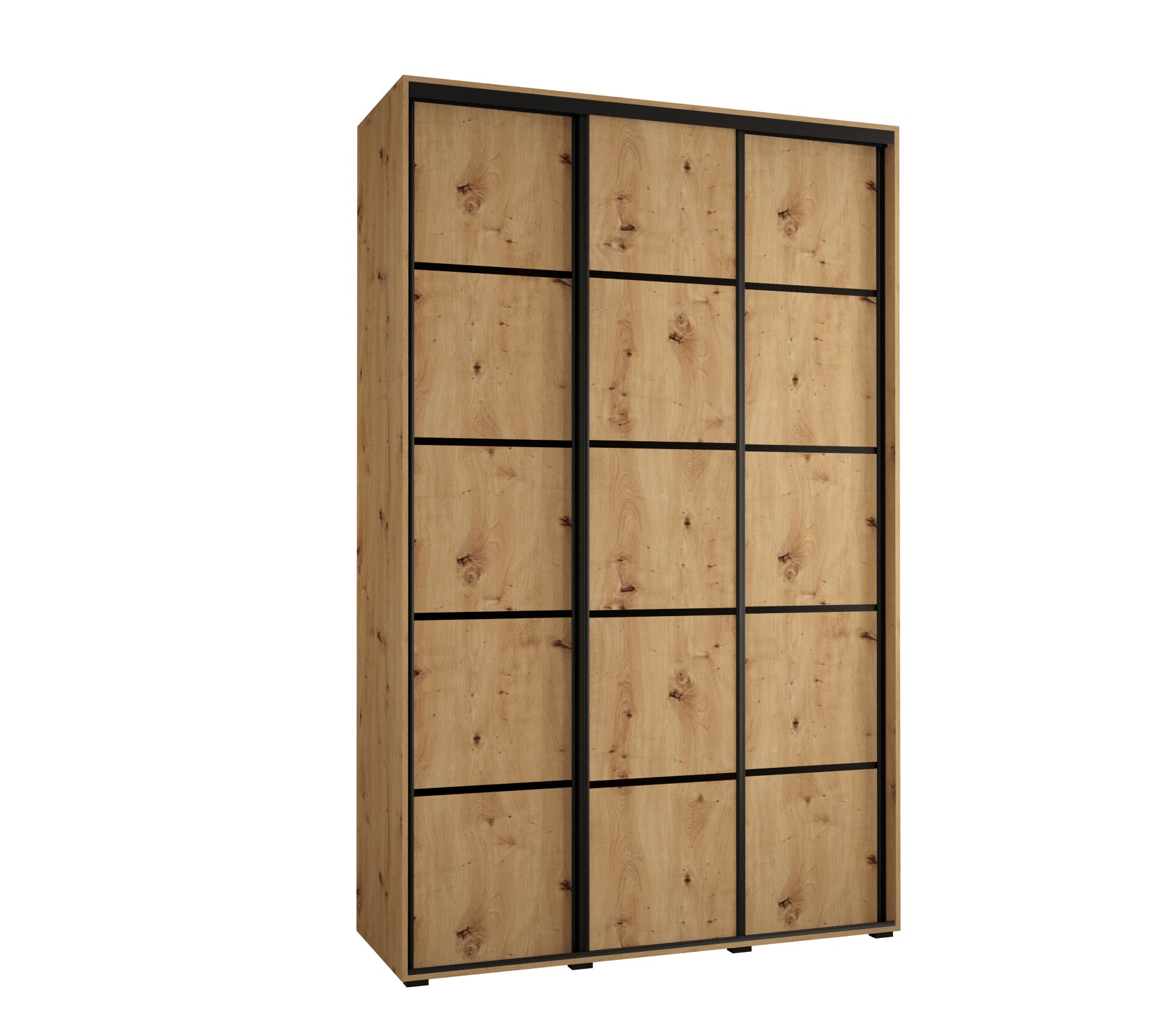Szafa przesuwna wysoka Davos 4 160 x 45 x 235,2 cm artisan + artisan + u. czarny - Abiks Meble